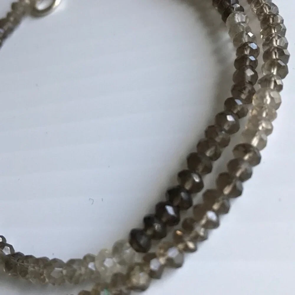 Vintage Handmade Genuine Faceted Smoky Topaz Gemstone Necklace Sterling Toggle